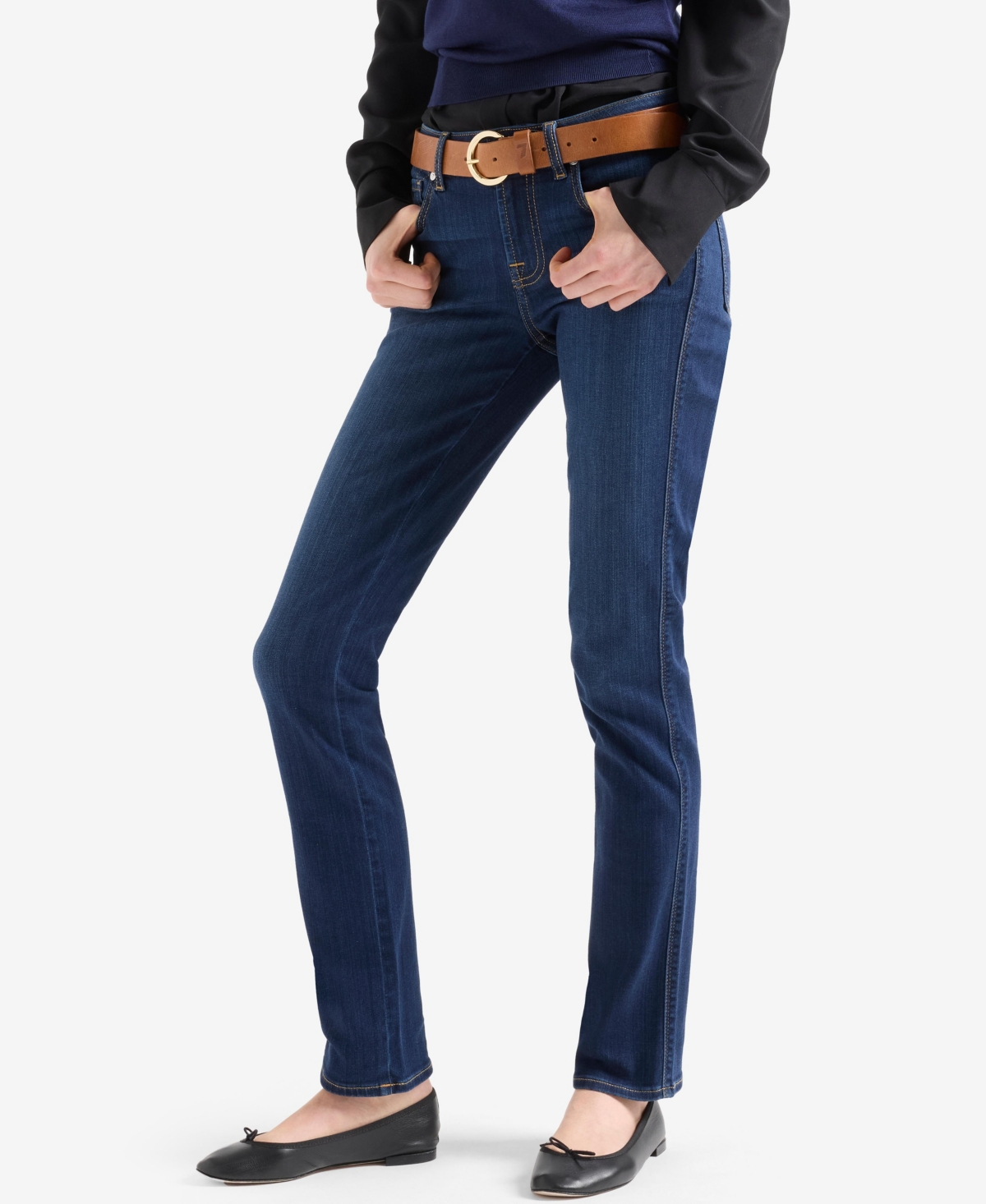 7 For All Mankind Women's Kimmie Mid-Rise Straight-Leg Jeans