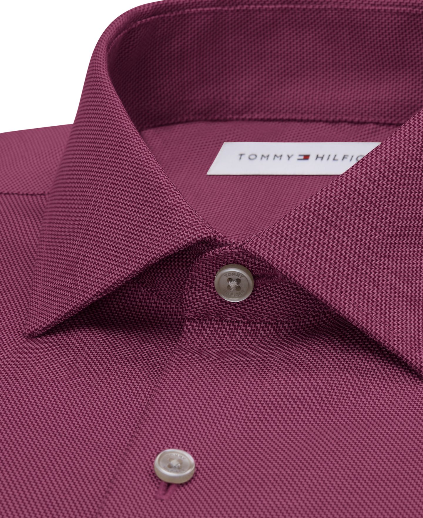 Мужская рубашка Tommy Hilfiger Flex Stretch Classic-Fit Spread-Collar Dress Shirt, цвет: Клюквенный красный — фото 4