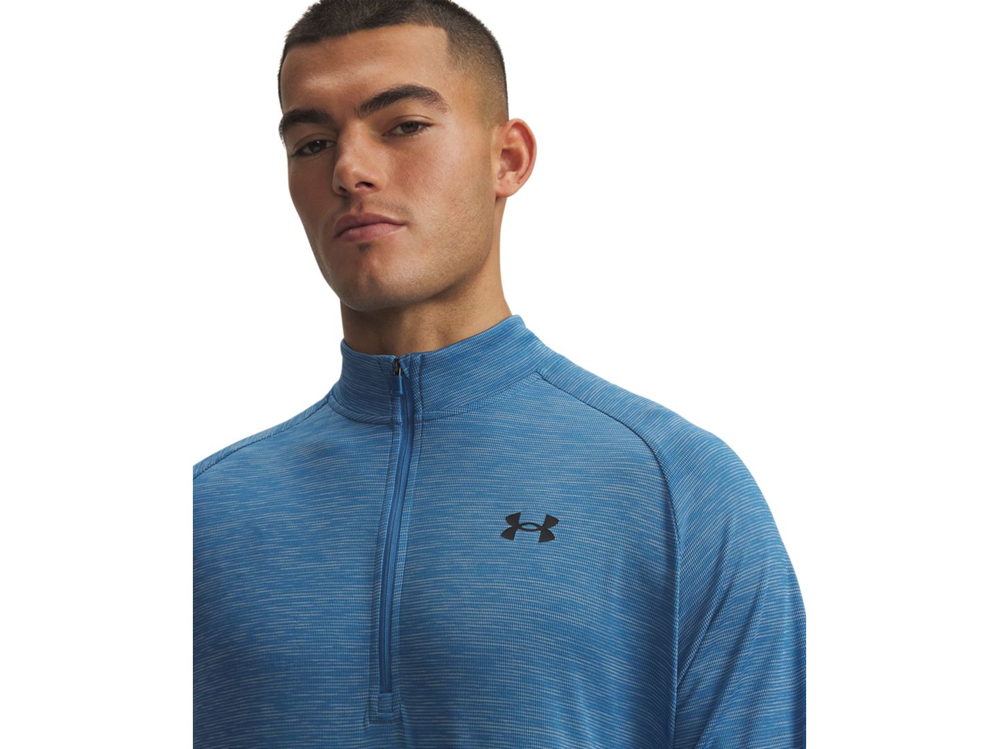 Мужские толстовки Under Armour UA Tech Space-Dyed Half-Zip Performance, цвет: Синий / Чёрный — фото 2