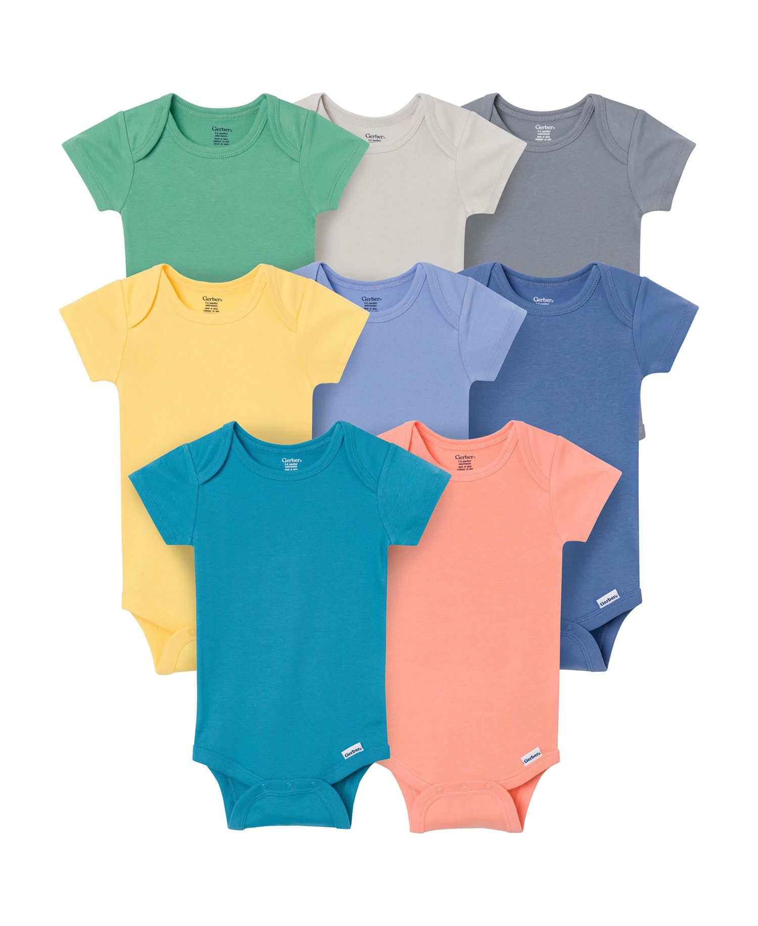 Baby Boys'New born-0-18M 8-Pack Short Sleeve Bodysuits