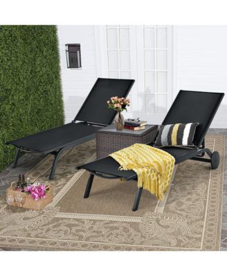 2 Piece Outdoor Patio Lounge Chair Chaise Recliner Aluminum Fabric Adjustable