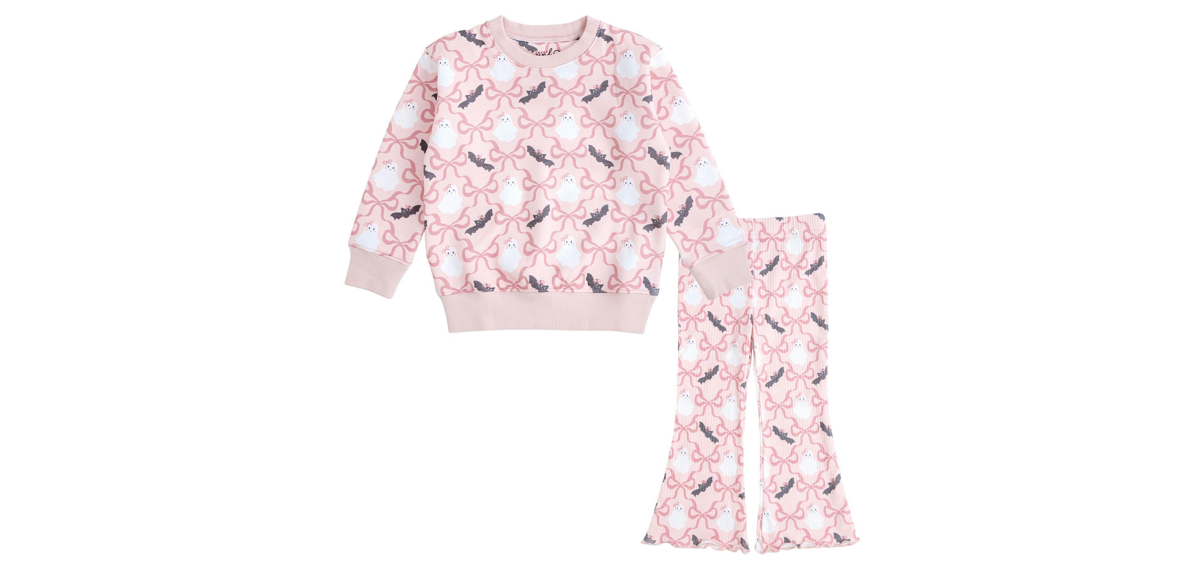 Sweet Wink Baby Girls 3M-24M Bat and Ghost Trellis Halloween Sweatshirt Flare Legging Set