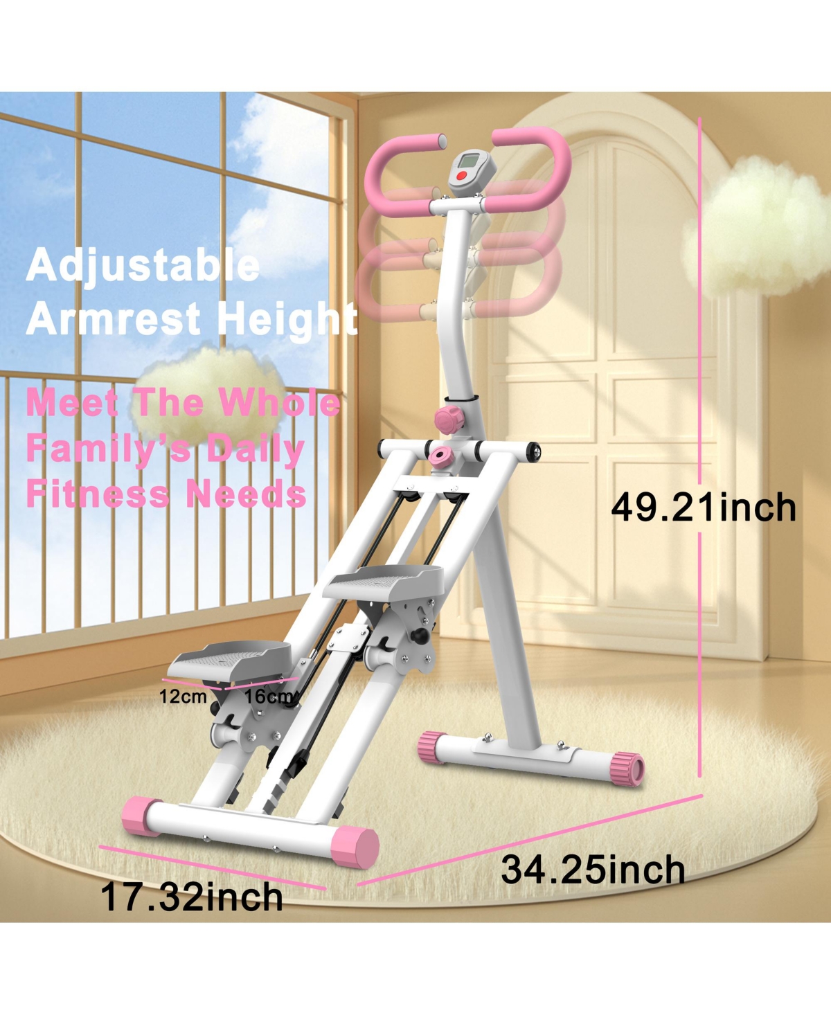 Zeny Foldable Vertical Rock Climbing Workout Machine With Lcd Monitor for Full Body Home Fitness