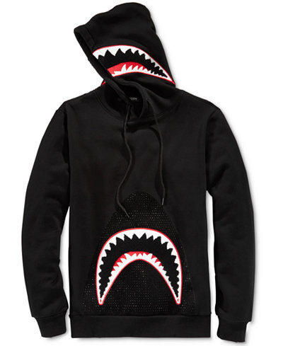 Hudson NYC Men's Black Studded Shark Hoodie