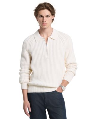 Men's Textured Wool-Blend Quarter-Zip Sweater