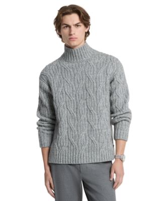 Men's Cable-Knit Turtleneck Wool-Blend Sweater