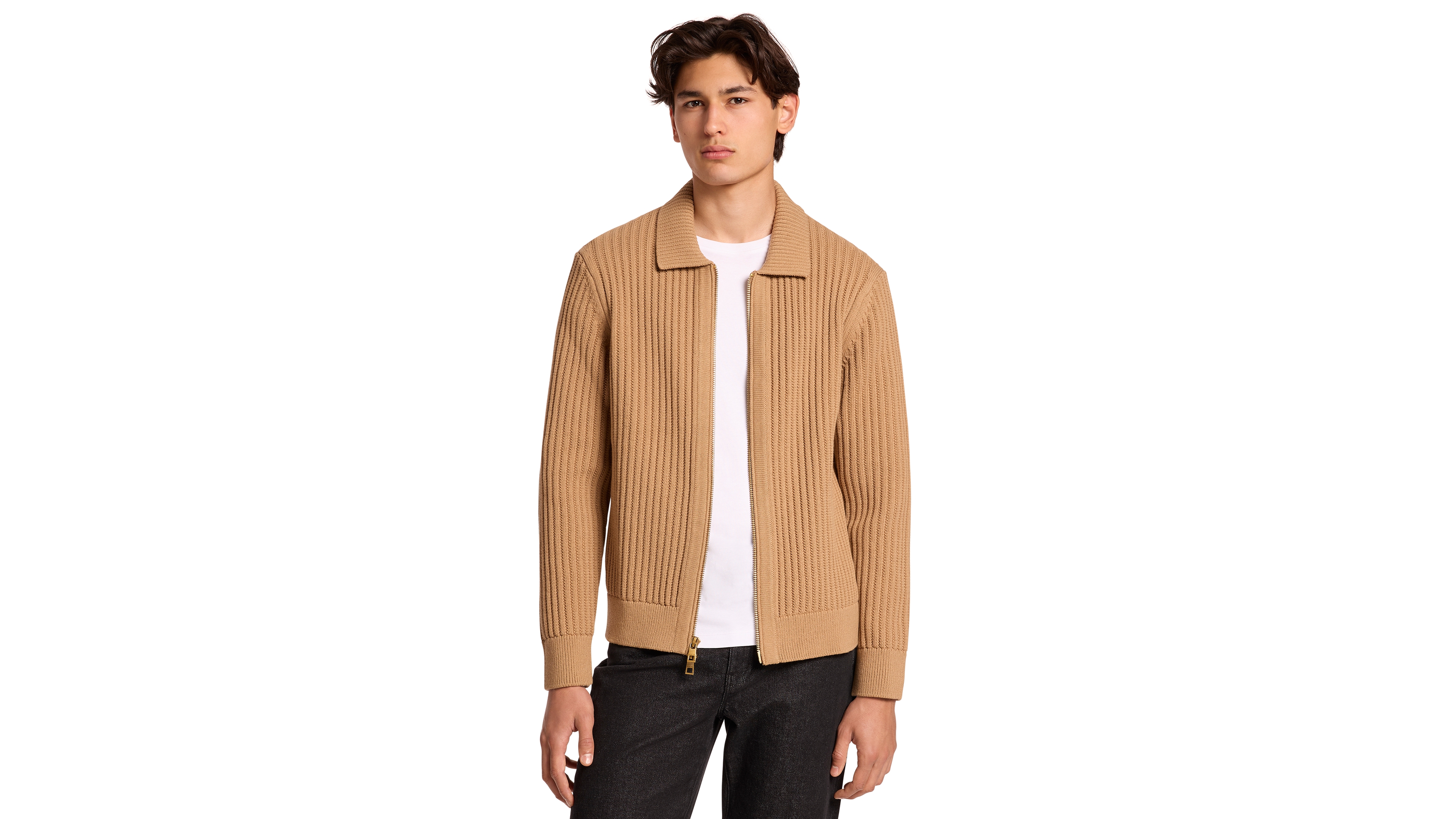 Michael Kors Men's Long-Sleeve Ribbed Cotton-Blend Zip-Up Cardigan, Created for Macy's