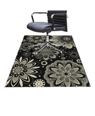 Bohemian Pattern Office Chair Mat Anti Slip Easy Rolling Washable Floor Protection