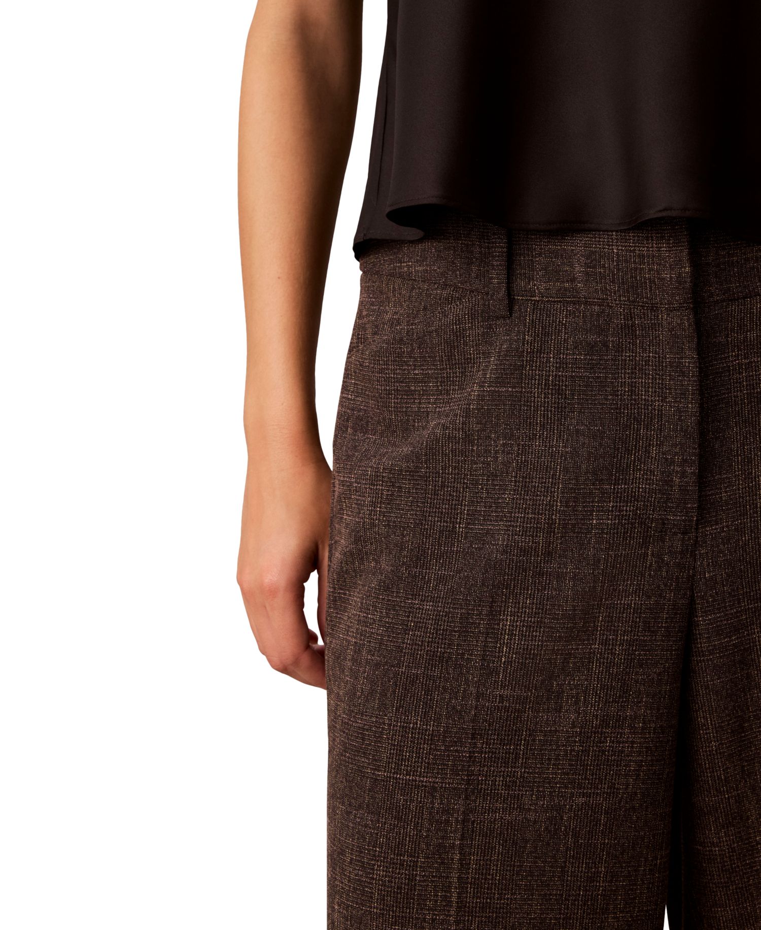 Women's Windowpane High-Rise Wide-Leg Pants