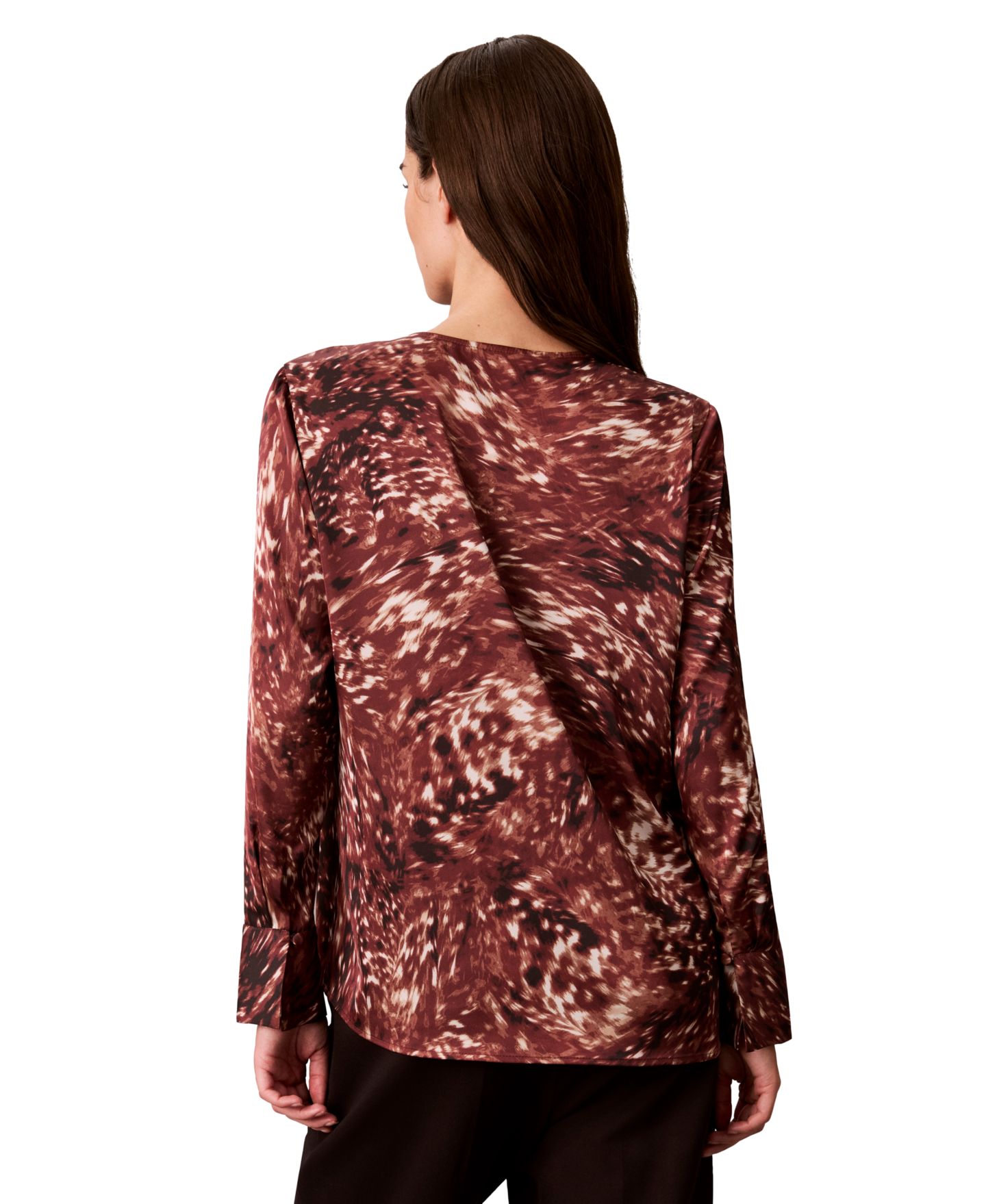 Женская блузка Calvin Klein Long-Sleeve Printed Satin, цвет: Красное дерево красный — фото 5
