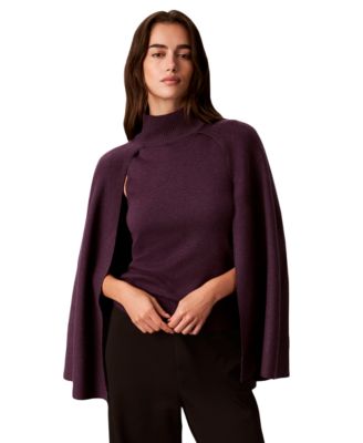 Women's Sleeveless Mock Neck Cape Top