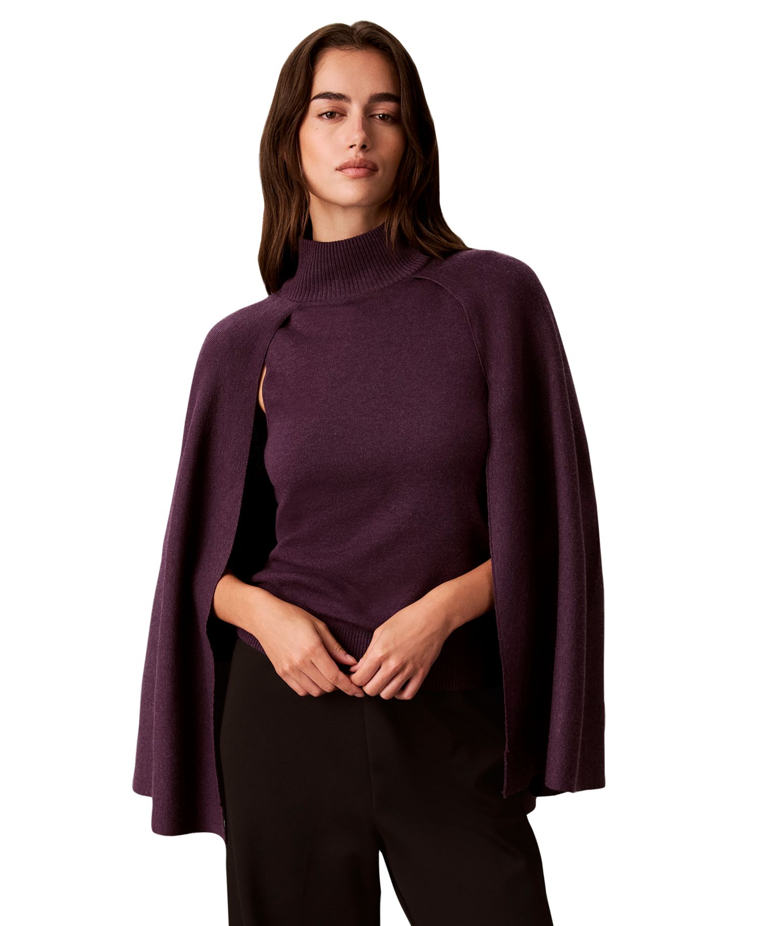 Women's Sleeveless Mock Neck Cape Top