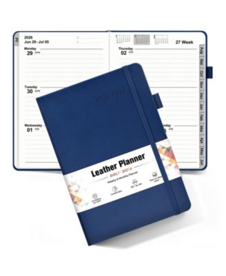 Academic Weekly Monthly Planner Hardcover Leather Organizer For Students Teachers