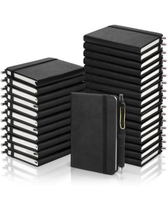 Pocket Notebook Journal With Pens Leather Hardcover Lined Notepad Pen Holder For School Office Gifts Rainbow Colors