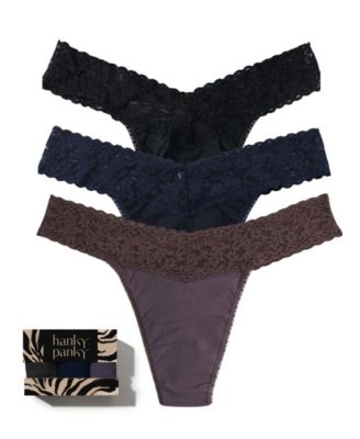Supima Cotton-Blend Original Rise Lace-Trim Thong, 3-Pack