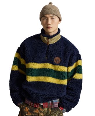 Men's Striped Fleece Quarter-Zip Pullover