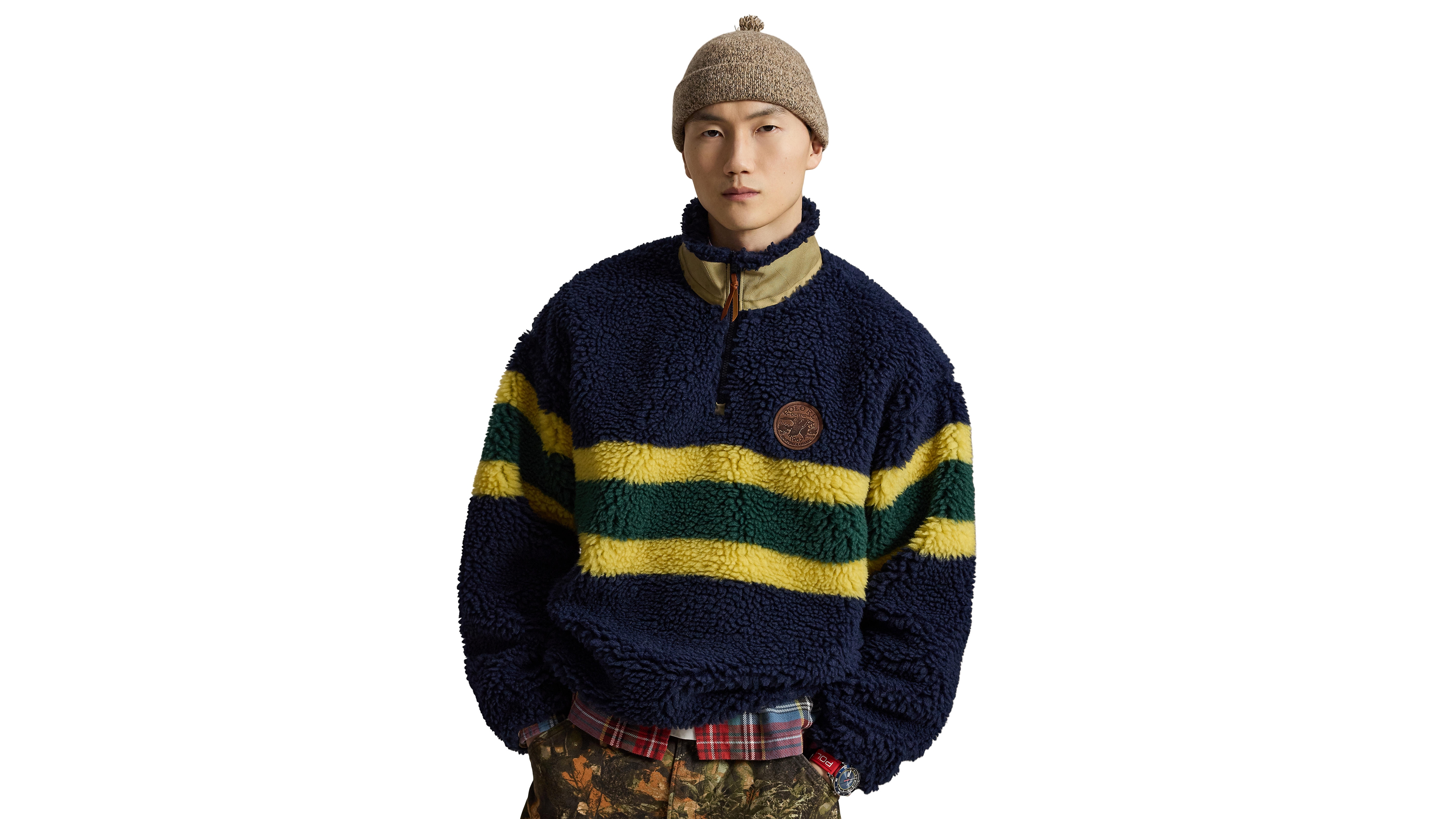 Polo Ralph Lauren Men's Striped Fleece Quarter-Zip Pullover