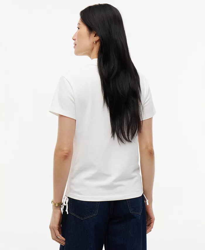 Women's Short-Sleeve Drawstring Polo Shirt - thumbnail 4