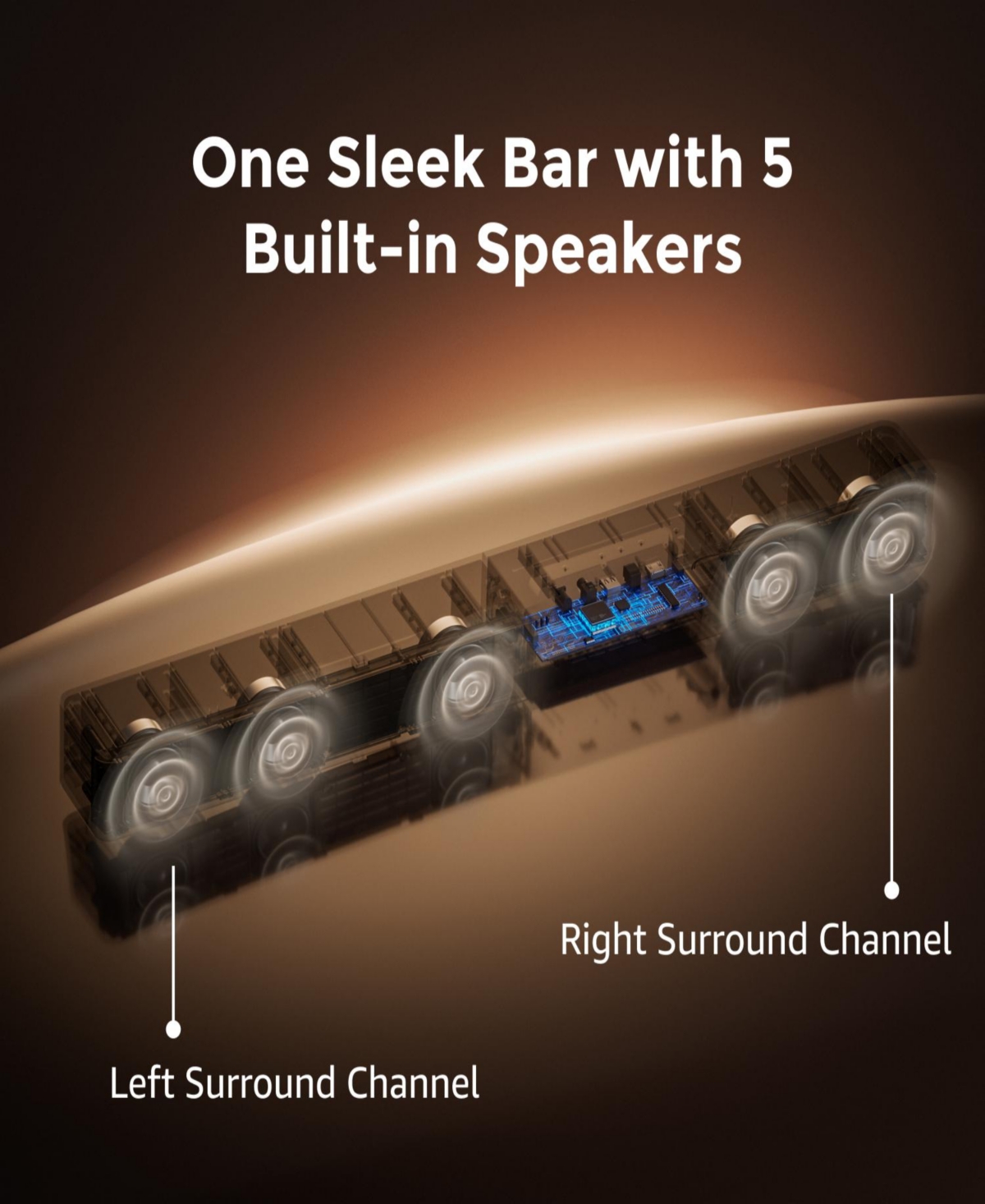 Ultimea Poseidon M60 Boom 5.1ch Dolby Atmos Sound System, 340W Peak Power, 5 Full-Range Drivers, Wired Subwoofer