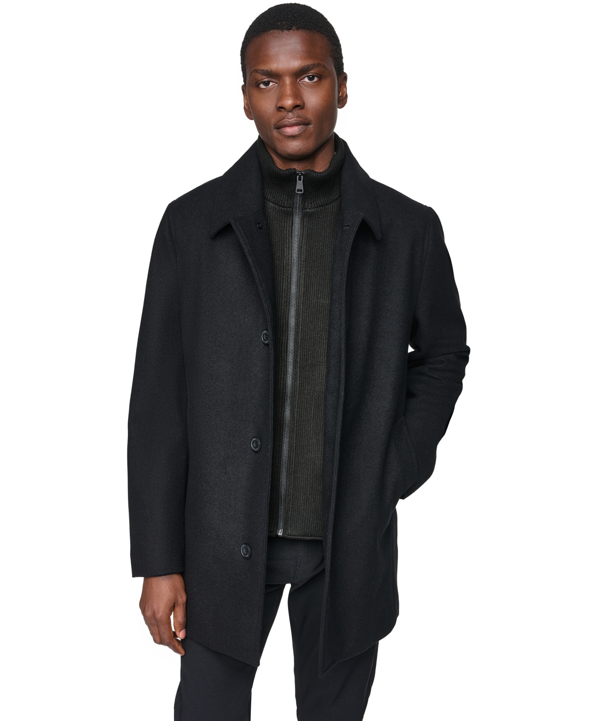 Kenneth Cole Men's Classic-fit Wool-blend Mid-length Coat In Black
