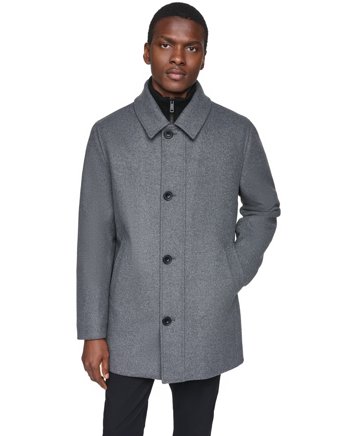 Kenneth Cole Men's Classic-fit Wool-blend Mid-length Coat In Gray