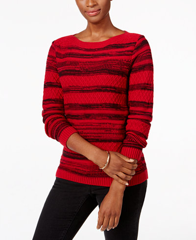 Karen Scott Striped Boat-Neck Sweater, Only at Macy's