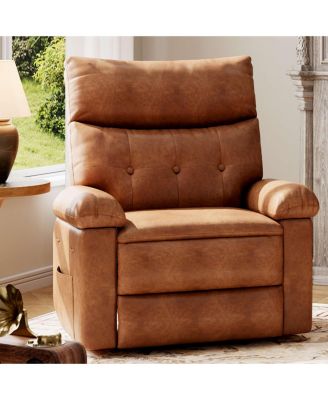 Oversized PU Leather Recliner Chair with Heat and Vibration Massage, 150degree(s) Reclining Swivel Lounge Armchair for Living Room Bedroom