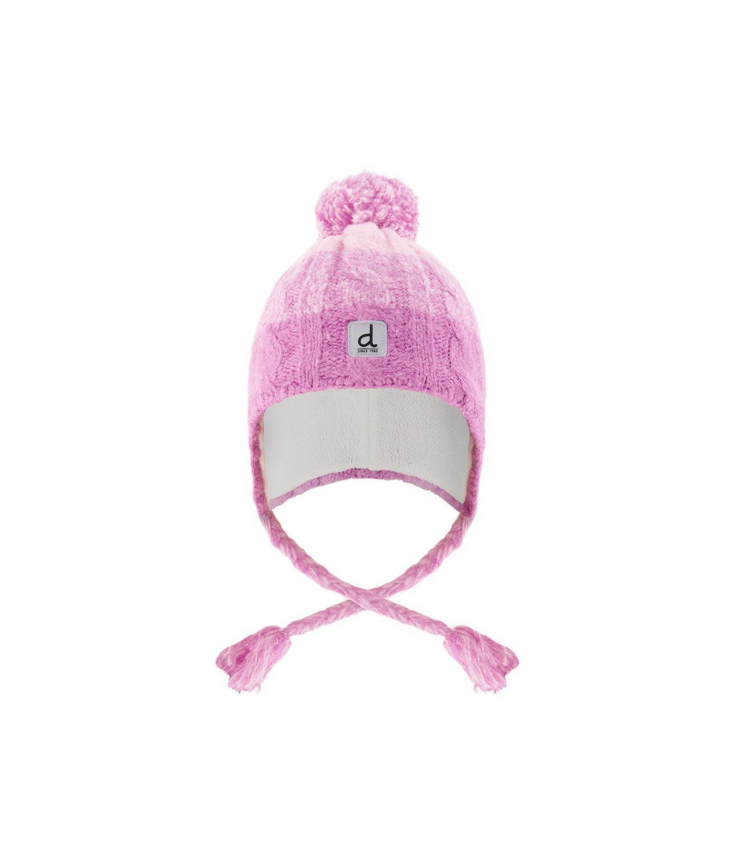 Шапка Deux par Deux Cable-Knit Pompom Braided Ear Flap Beanie для девочек, цвет: Фиолетовый — фото 1