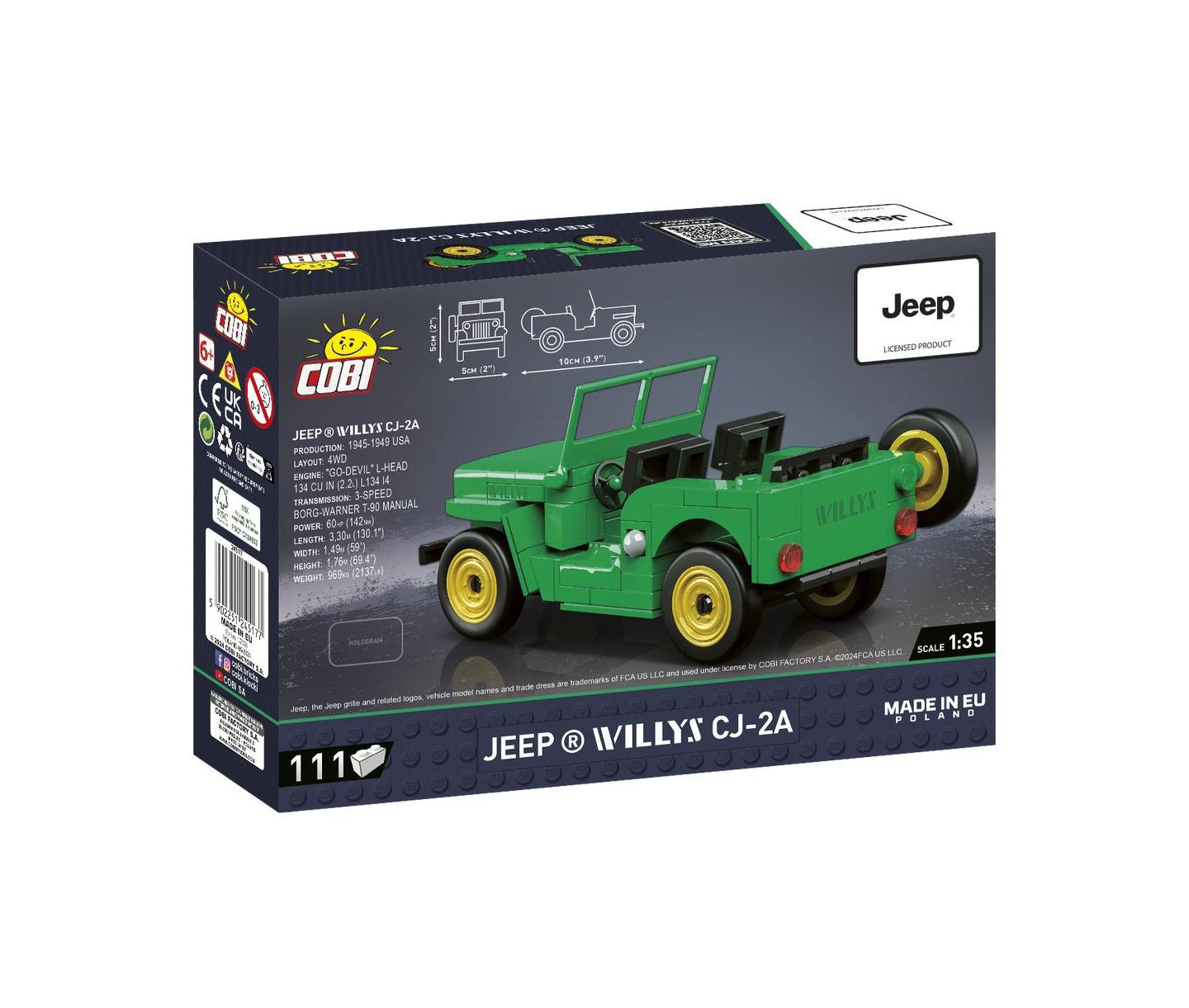Детский конструктор COBI Jeep Willys CJ-2A 111-Piece Building Set, Ages 6+ — фото 2