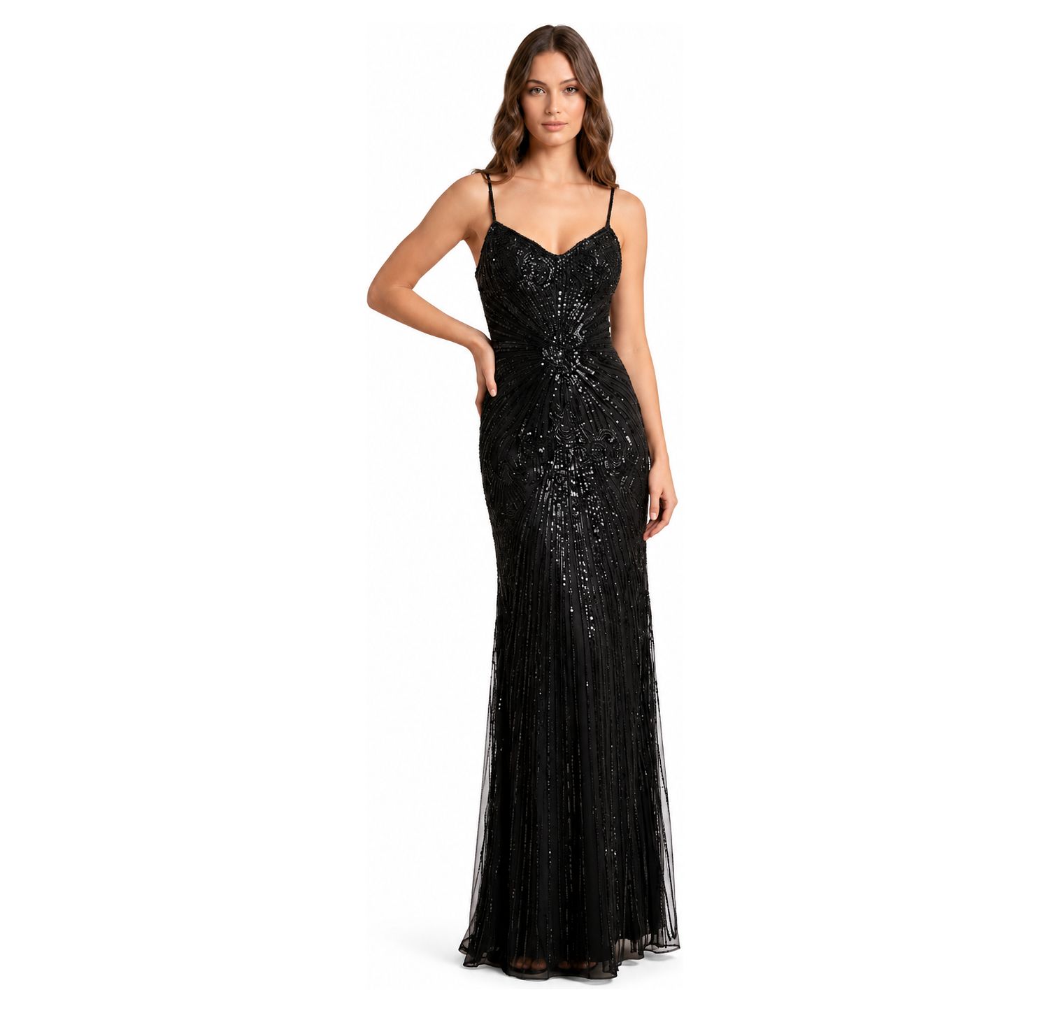 Plus Size Strapless Beaded Gown