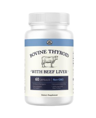 Grass Fed Bovine Thyroid and Liver Capsules, Non-GMO, Gluten Free, Pasture Raised, 60 Count
