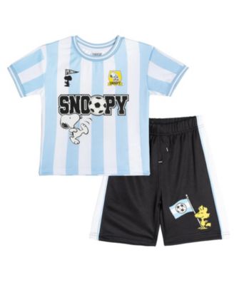 Boys' 4-20 Snoopy Soccer Striped-Mesh Jersey and Shorts, 2-Piece Set