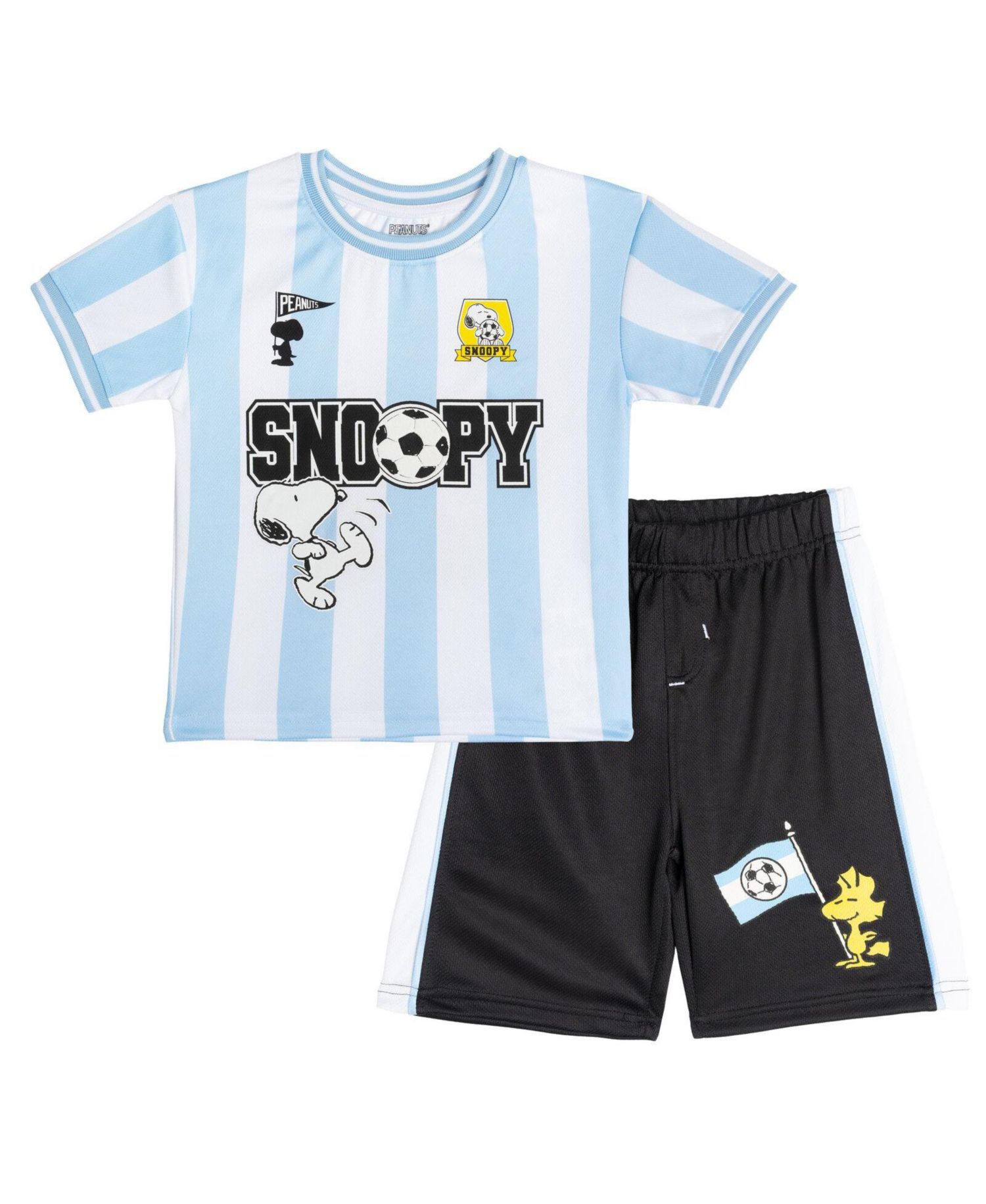 Boys' 4-20 Snoopy Soccer Striped-Mesh Jersey and Shorts, 2-Piece Set
