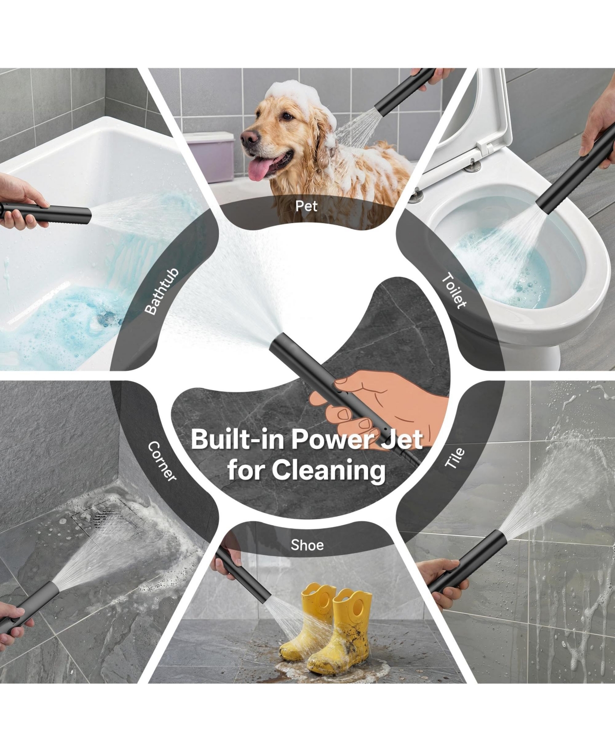 Cyqbd 10" Metal Shower Head set Handheld Dual Rainfall Spray Detachable Arm