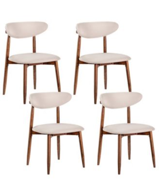 Set of 4 Fabric Upholstered Dining Chairs with Curved Backs