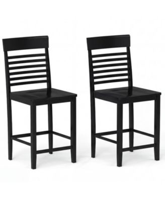 Set of 2 Dining Chairs with Footrests and Solid Wood Frame