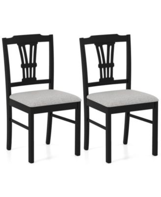 Set of 2 Upholstered Wooden Dining Chairs with Solid Rubber Wood Frame