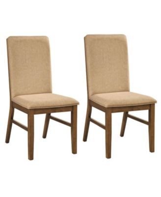 Set of 2 Upholstered Dining Chairs with Solid Rubber Wood Legs