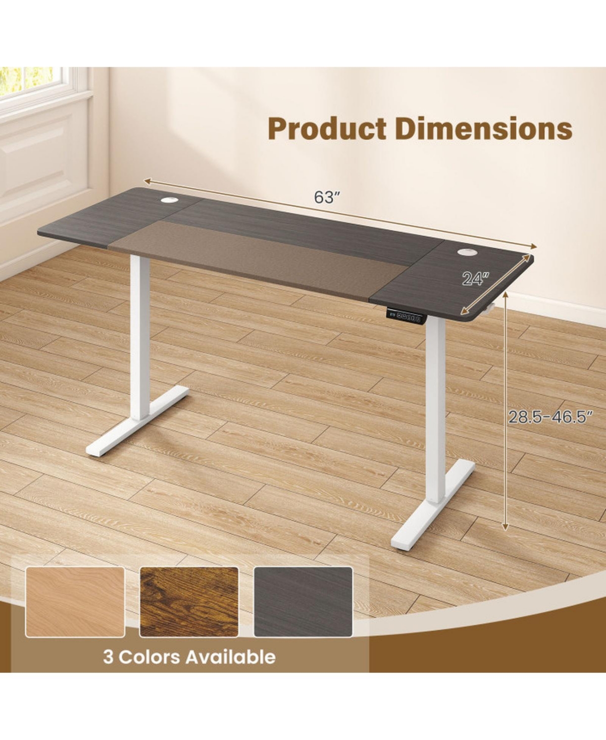 Sugift 63 x 24 inch Height Adjustable Sit Stand Computer Desk with 3 Memory Presets