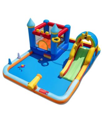 Inflatable Water Slide Park with Climbing Wall and Splash Pool, Ages 3-12