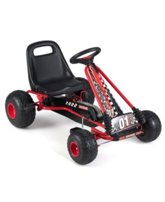 Pedal Go Kart with Adjustable Seat, Hand Brake and All-Terrain Wheels, 77 lb Capacity, Ages 3-8