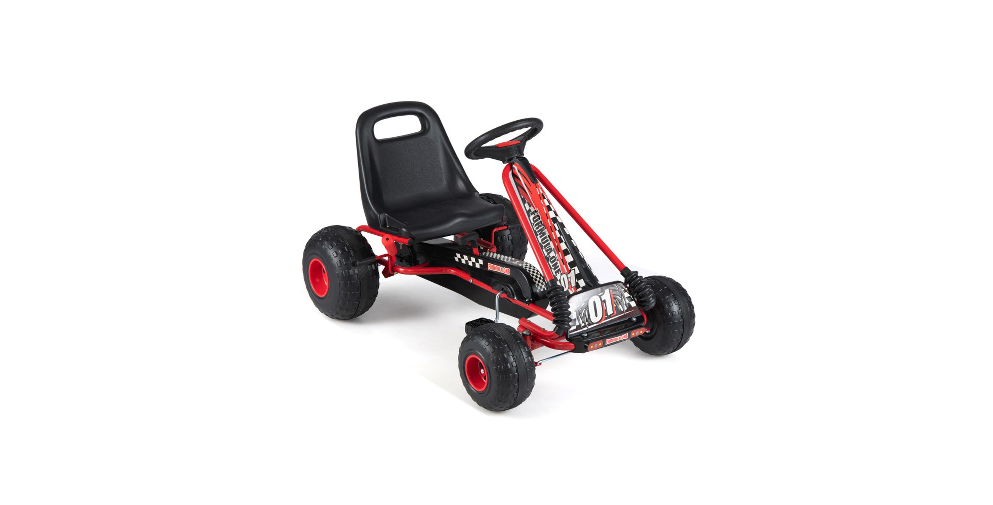 Hongge Pedal Go Kart with Adjustable Seat, Hand Brake and All-Terrain Wheels, 77 lb Capacity, Ages 3-8
