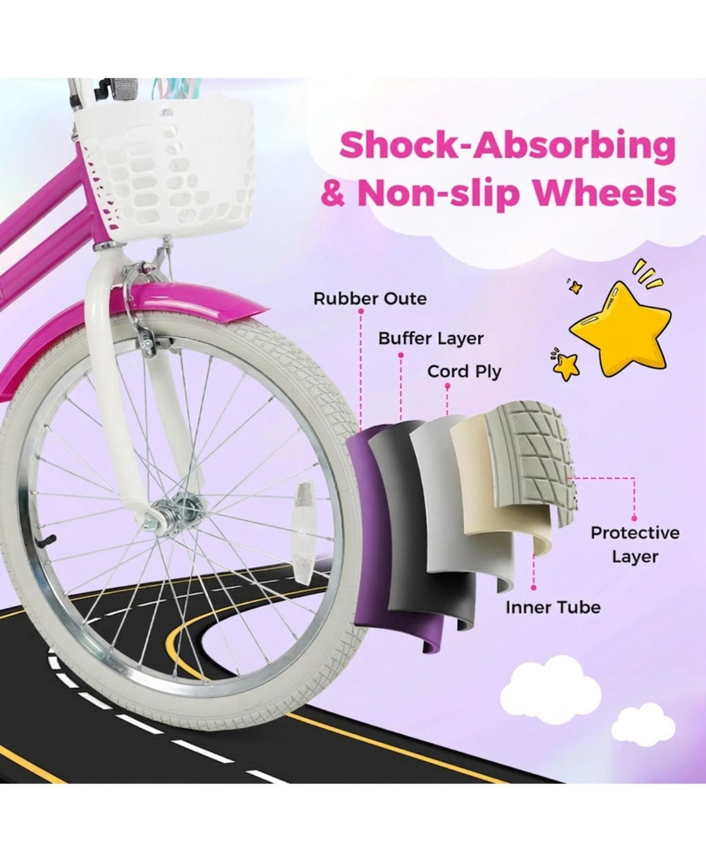 Детская игрушка HONGGE 20-Inch Kids Bike with Dual Brakes and Adjustable Seat, Ages 8+ — фото 7