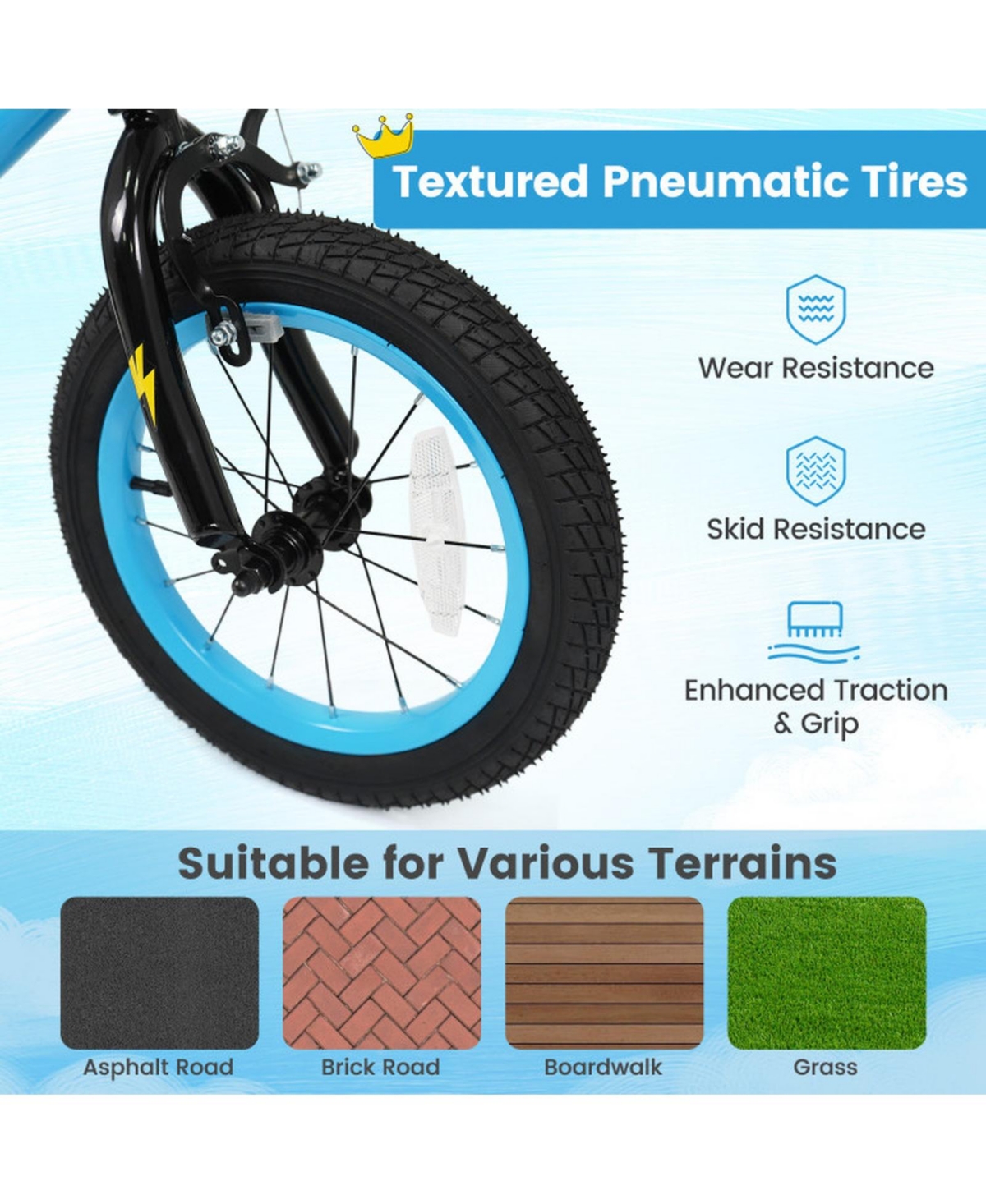 Hongge 14-Inch Kids' Bike with Training Wheels and Dual Brakes, Ages 3-5
