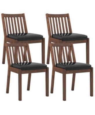 Set of 4 PU Leather Upholstered Dining Chairs with Padded Seats