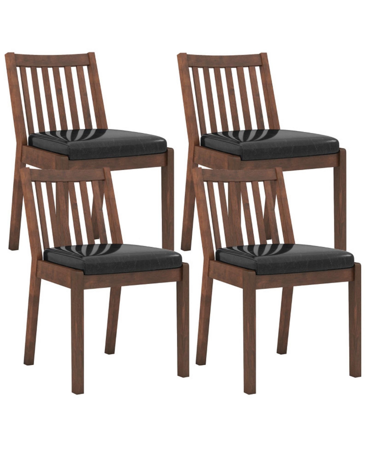Sugift Set of 4 Pu Leather Upholstered Dining Chairs with Padded Seats