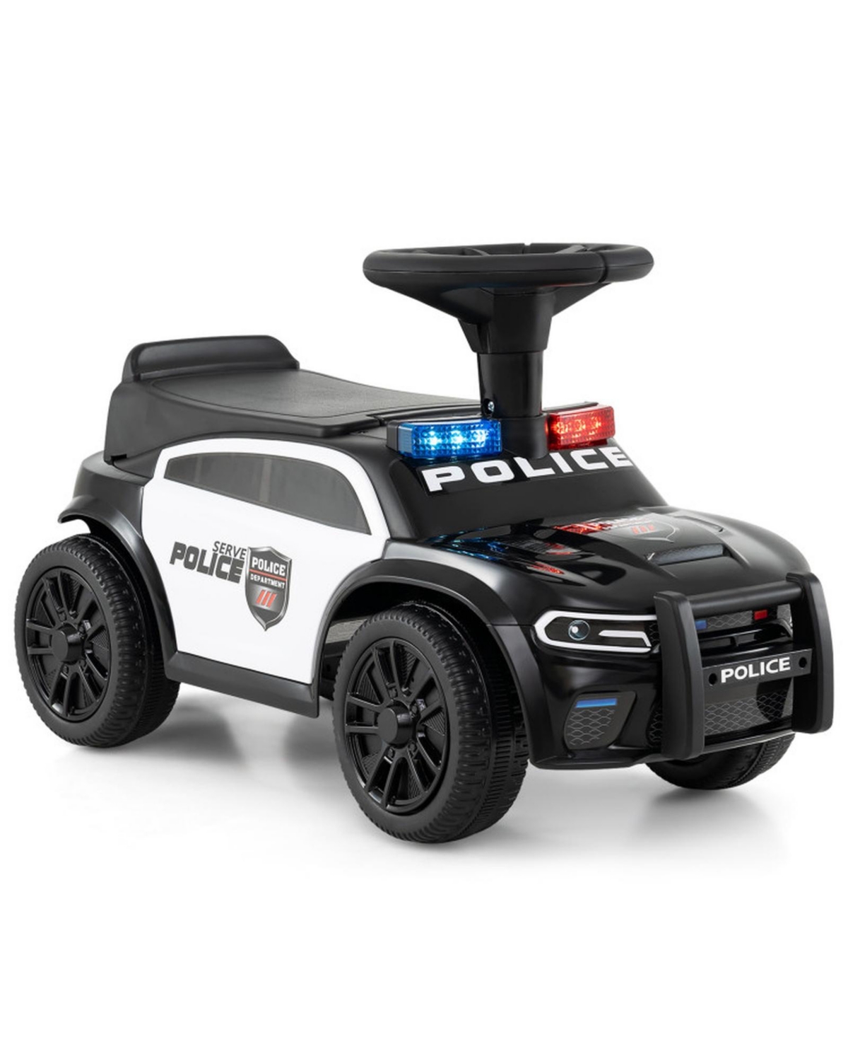 Hongge Toddler Police Sliding Car with Steering Wheel and Storage, Ages 18 Months+