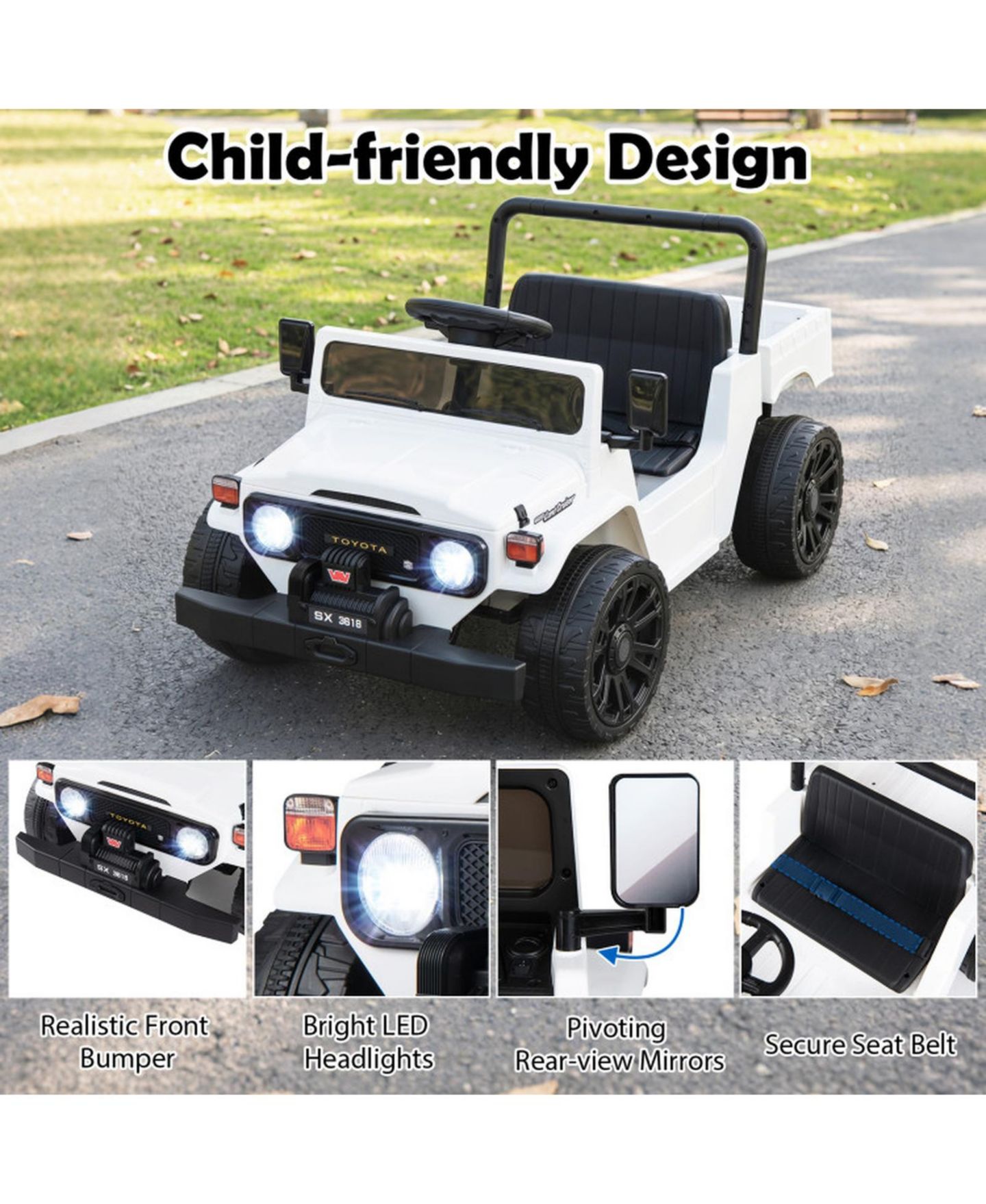Детская игрушка HONGGE 12V Kids' Electric Dump-Bed Remote-Control Ride-On Pickup Truck, 66 lbs Capacity, Ages 3-6, цвет: Белый — фото 9