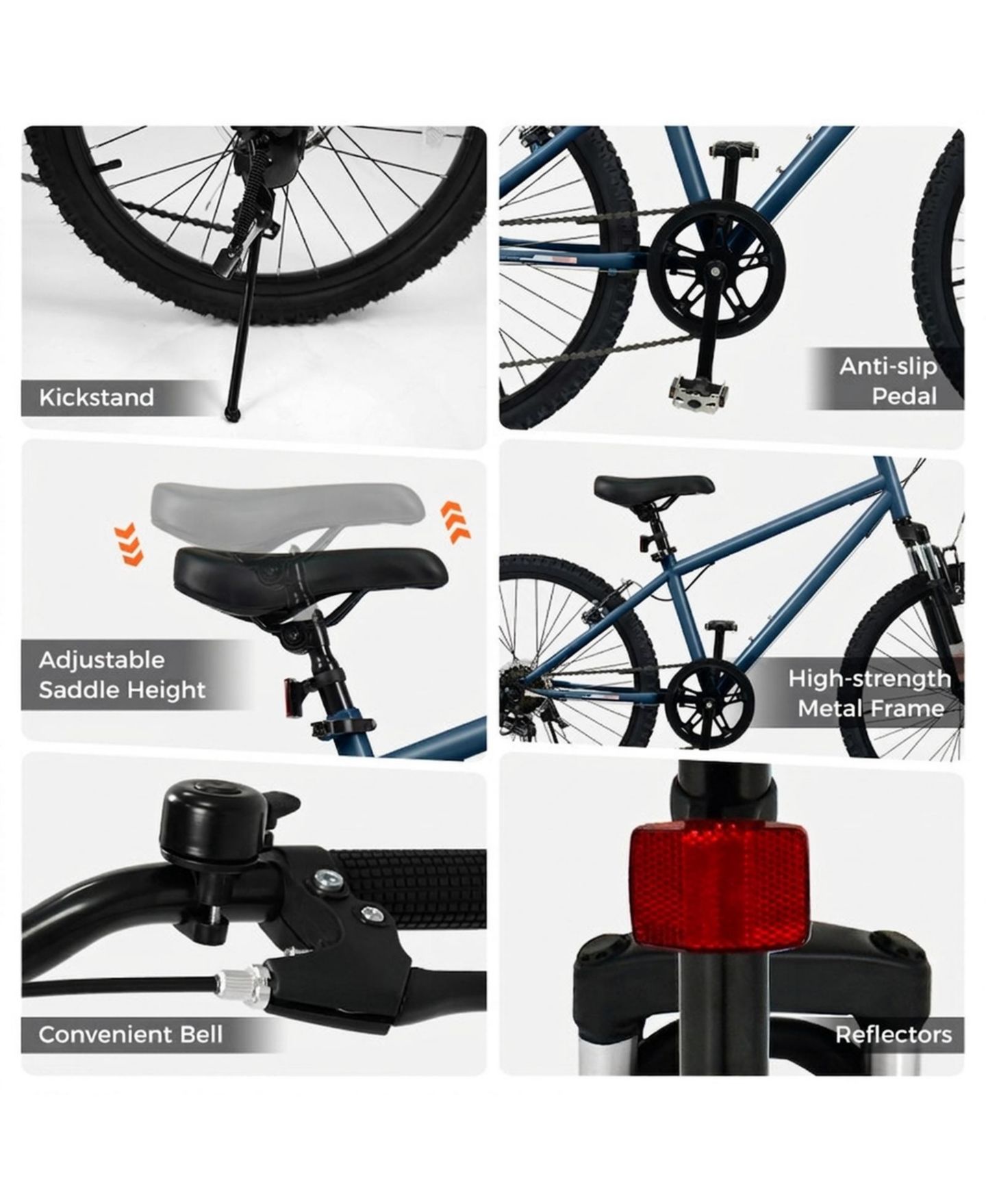 Детская игрушка HONGGE 24-Inch Youth Mountain Bike with Front-Suspension Fork, Shimano 6-Speed, and Adjustable Fit, Ages 8+, цвет: Тёмно-синий — фото 8