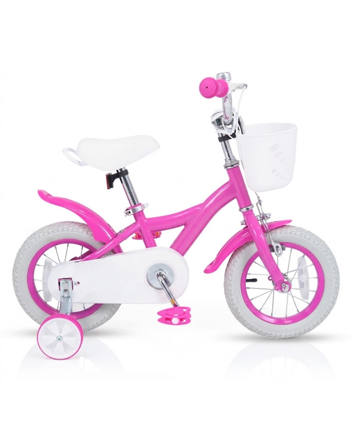 Hongge 12 in Girls Bicycle with Training Wheels, Adjustable Seat, Front Basket, 110 lb Capacity, Ages 3-4